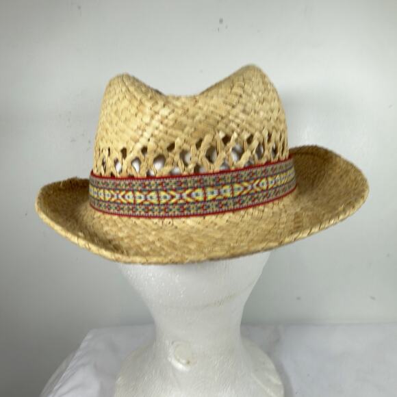 Charlie 1 Horse Straw Fedora Western Boho Festival Hat Sm Unisex Geometric Strap main image 8